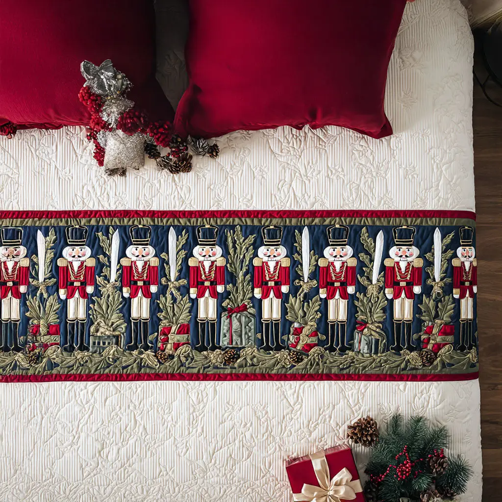 Holiday Battalion Quilted Bed Runner Nutcracker Battalion Gift for Family