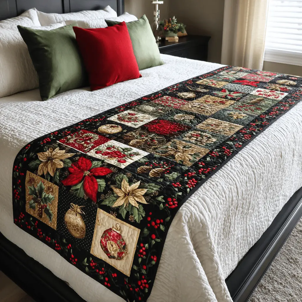 Holiday Charm Quilted Bed Runner Holiday Charm Pattern Christmas Gift