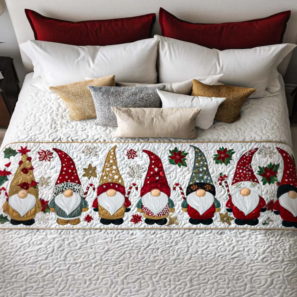 Holiday Cheer Quilted Bed Runner Holiday Cheer Winter Gift