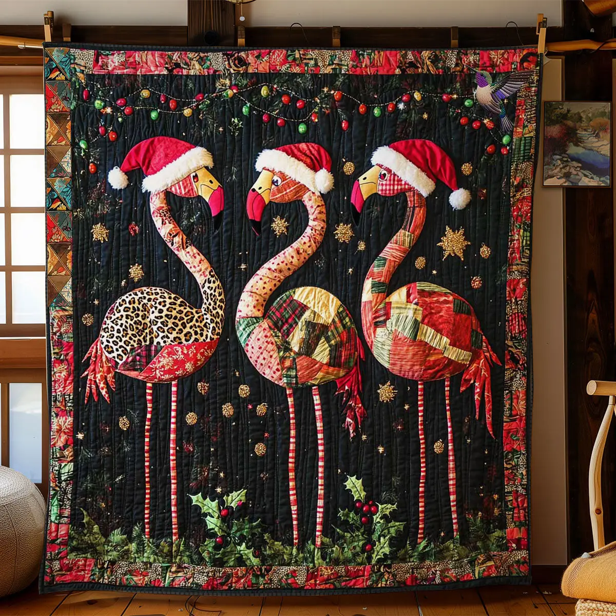 Holiday Flamingo Delight Quilt Lightweight Quilt Blanket for Year-Round Comfort