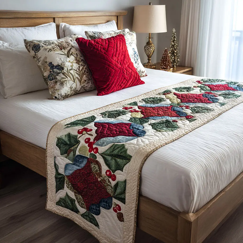 Holly Spark Quilted Bed Runner Holly Spark Holiday Gift for Grandma