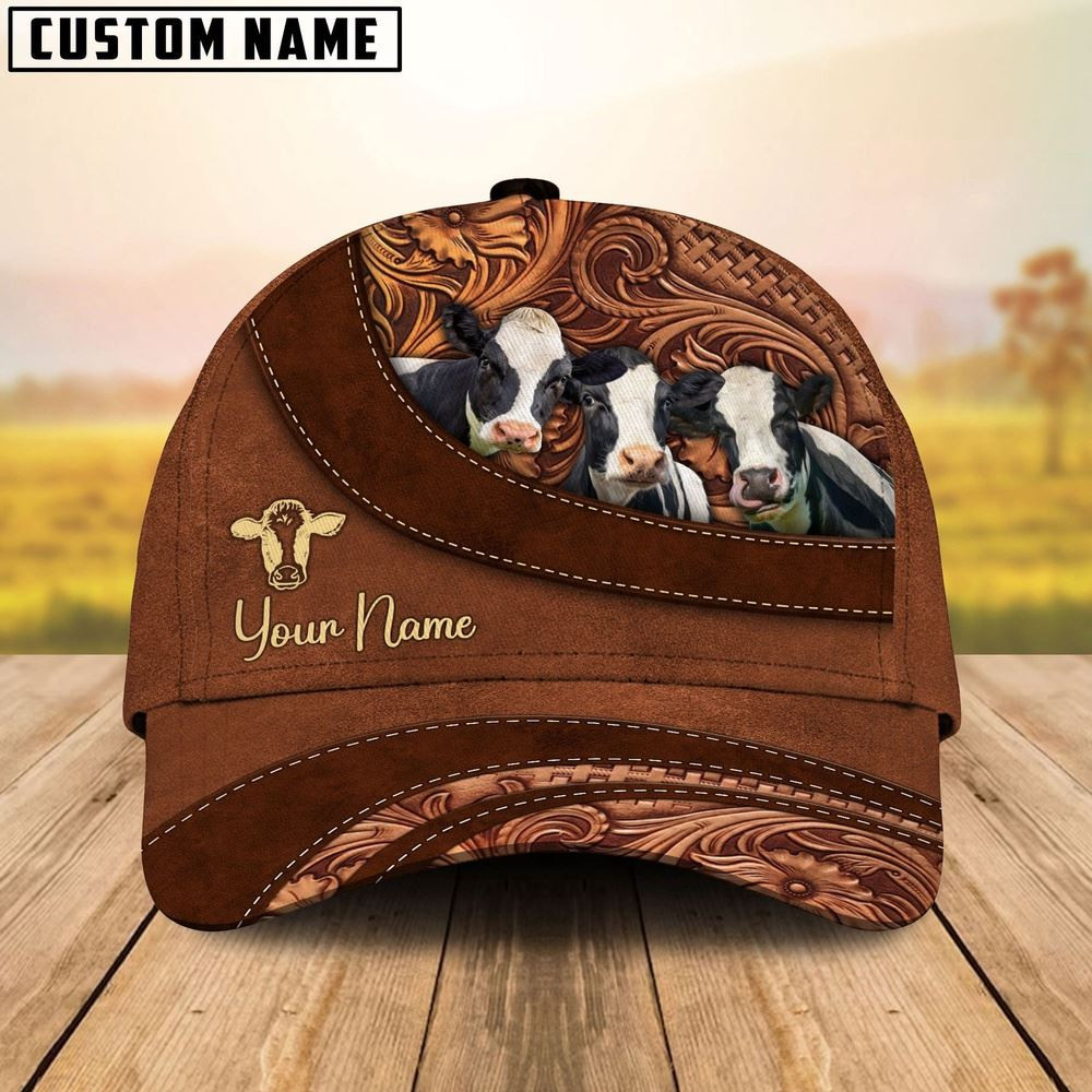 Holstein Farm Life Beauty Leather Pattern Customized 3D Cap Farmer Baseball Cap Gift For Farmer