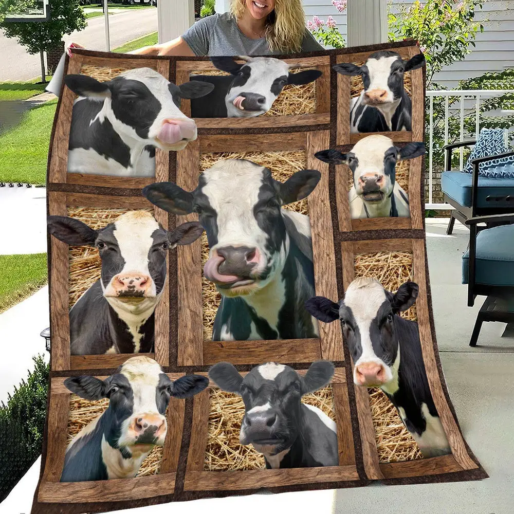 Holstein In Farm All Printed 3D Blanket Farm Blanket Gift For Farmer
