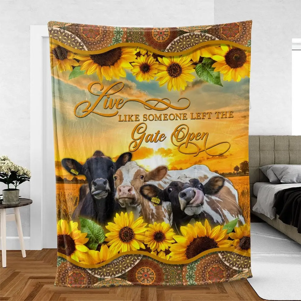 Holstein Live Like Someone Left The Gate Open Blanket Farm Blanket Gift For Farmer