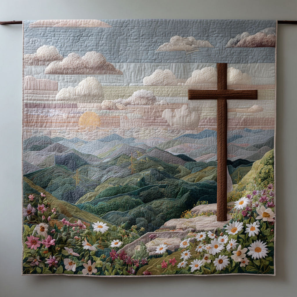 Holy Cross Quilted Blanket Best Throw Blanket Halloween Gifts For Girlfriend Holy Cross Quilted Blanket Best Throw Blanket Halloween Gifts For Girlfriend - Image 1