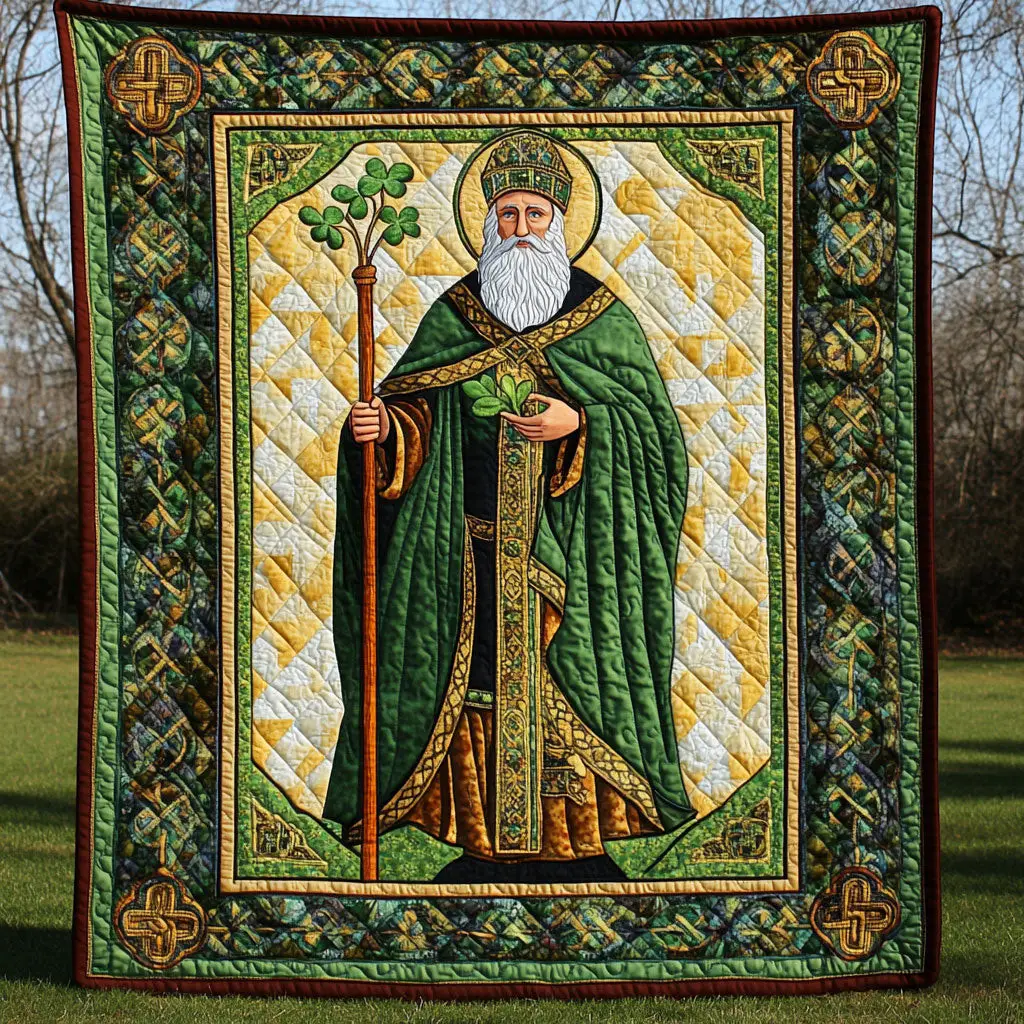 Holy Patrick Quilted Blanket Holiday Home Decor St Patrick's Day Gift For Father