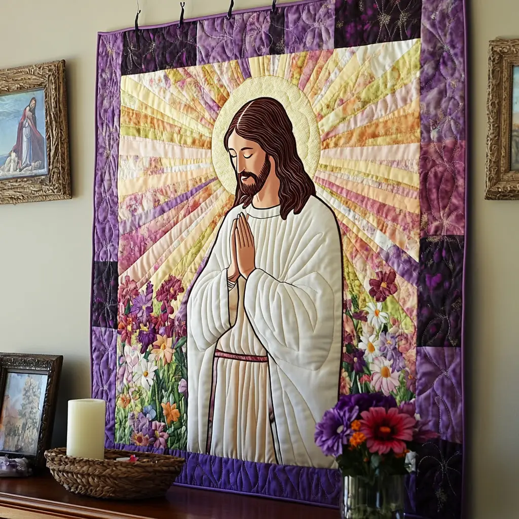 Holy Radiance Art Quilted Blanket Holiday Home Decor Unique Gifts For Brother