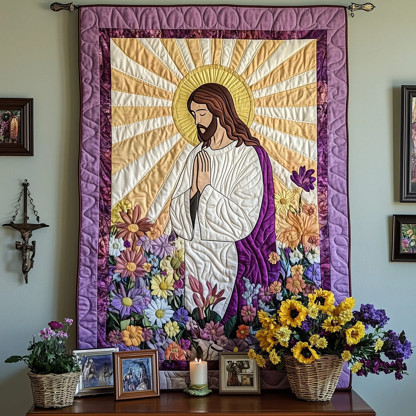 Holy Radiance Art Quilted Blanket Holiday Home Decor Unique Gifts For Mom