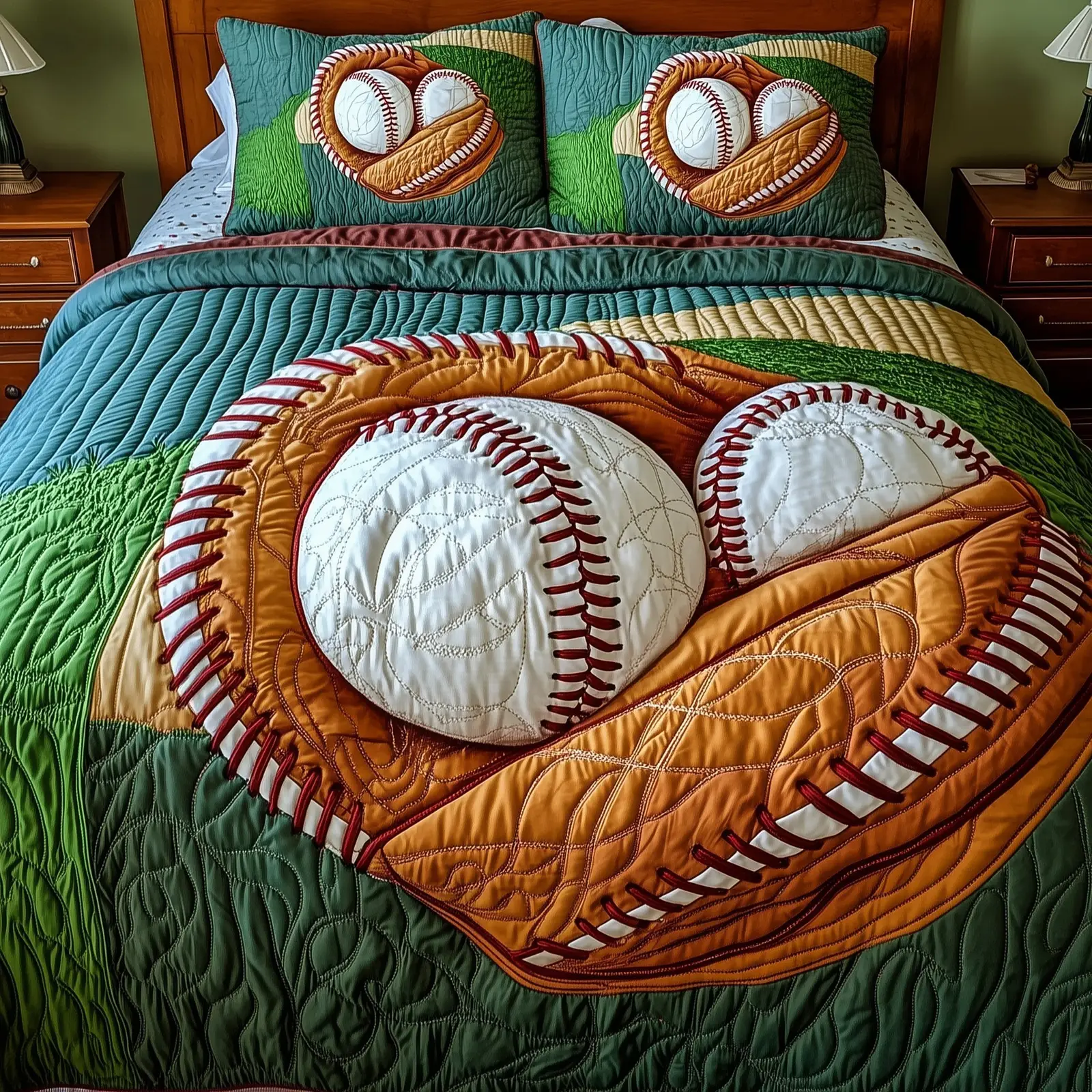 Home Run Quilted Bedding Set Anniversary Gift