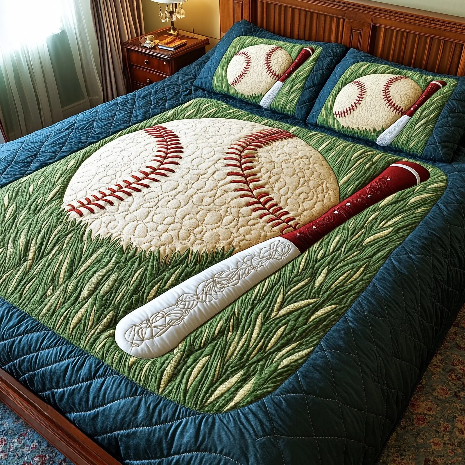 Home Run Quilted Bedding Set Birthday Gift
