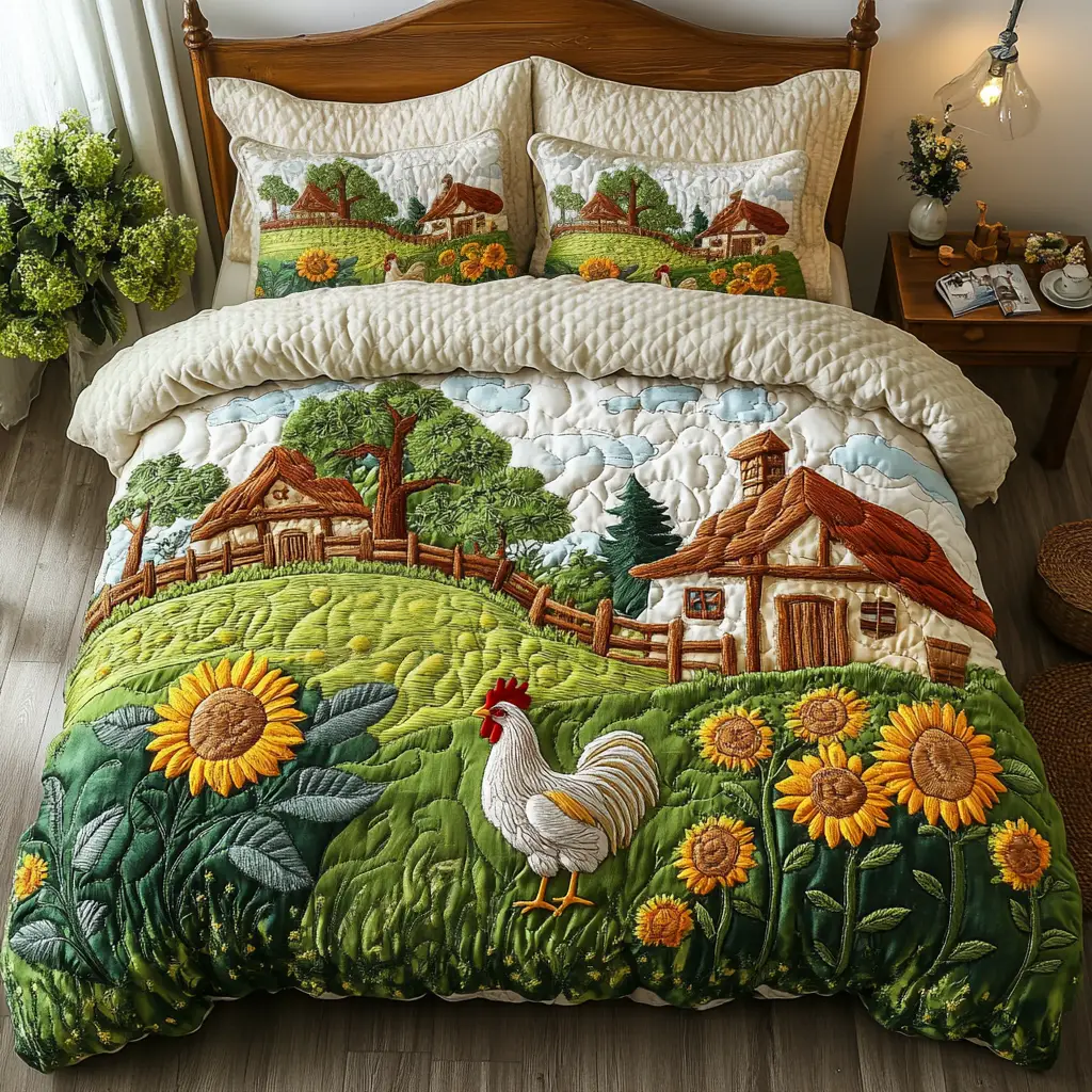 Homestead Delight Quilted Bedding Set Stylish Bed Sheet Set for Modern Home