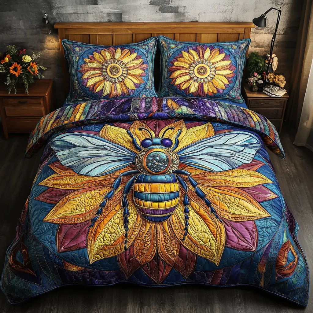 Honey Bloom Quilted Bedding Set Trendy Bedding Set for Bedroom Makeover Honey Bloom Quilted Bedding Set Trendy Bedding Set for Bedroom Makeover - Image 1