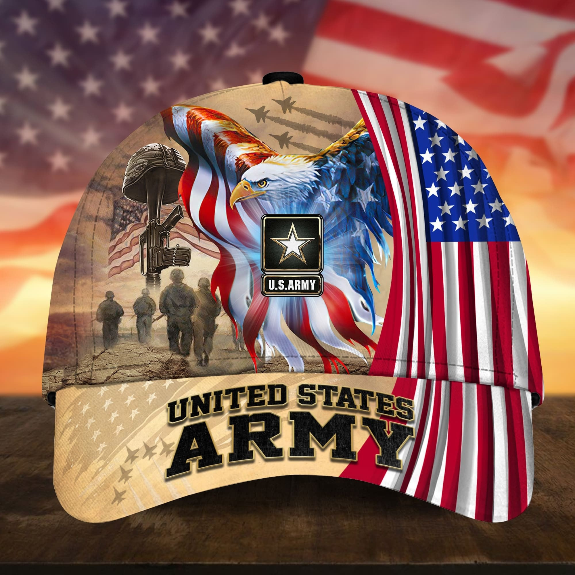 Honoring All Who Served US Veteran Hat Bald Eagle American Flag Graphic Patriotic Gift Honoring All Who Served US Veteran Hat Bald Eagle American Flag Graphic Patriotic Gift - Image 1