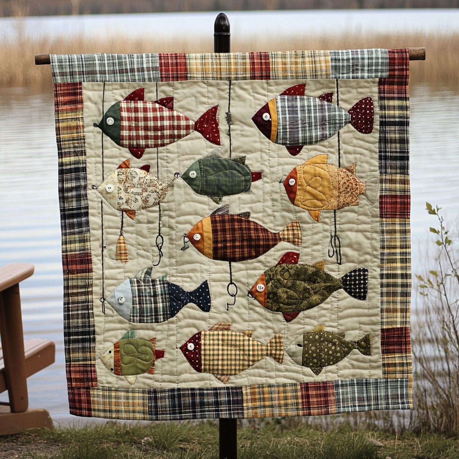 Hooked on Happiness Quilted Blanket Bedroom Xmas Decor Cat Themed Gifts