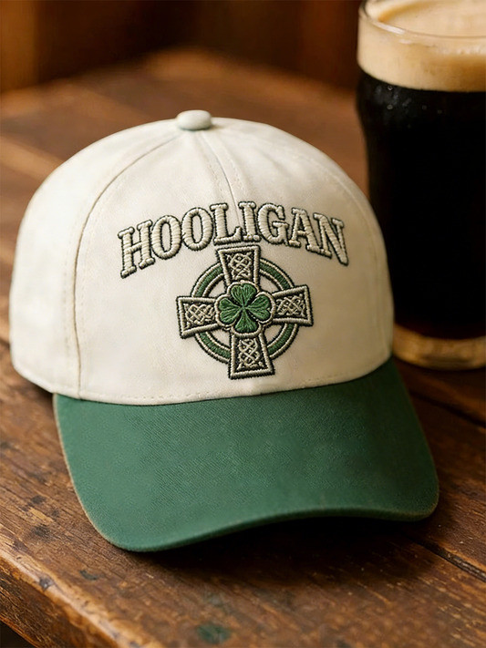 Hooligan Celtic Cross Green Bill Cap St Patricks Day Irish Shamrock Funny Beer Hat Gift Ideas