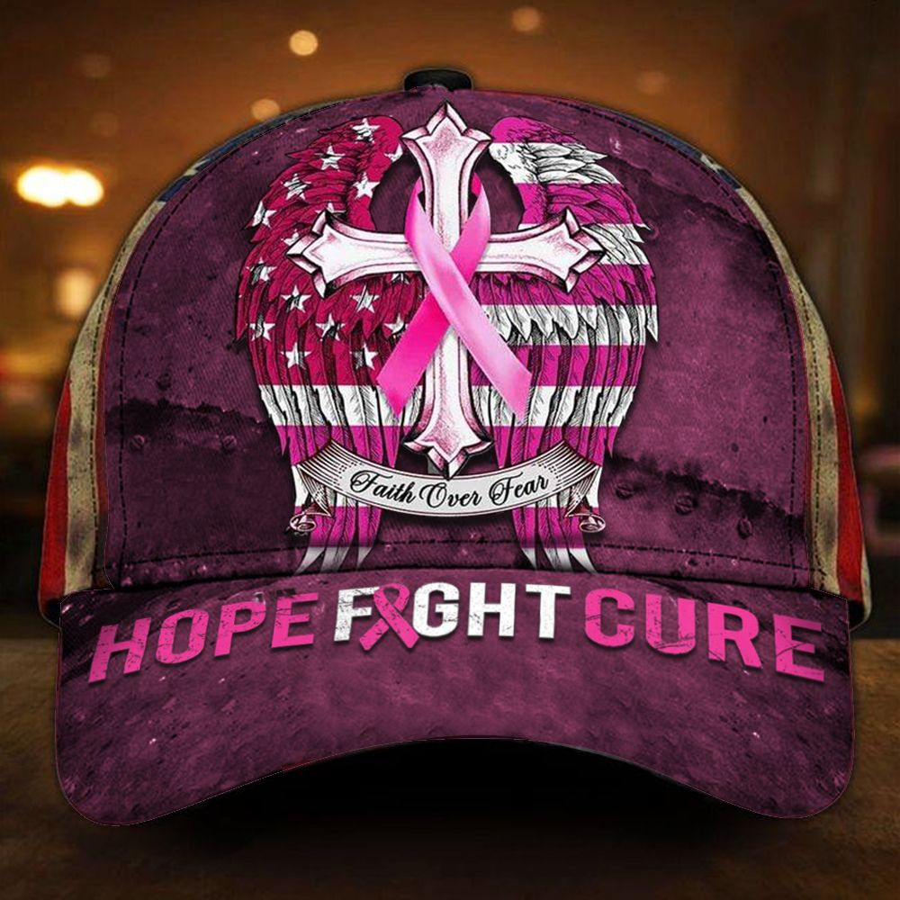 Hope Fight Cure Pink Ribbon USA Hat Honoring Breast Cancer Awareness Merchandise