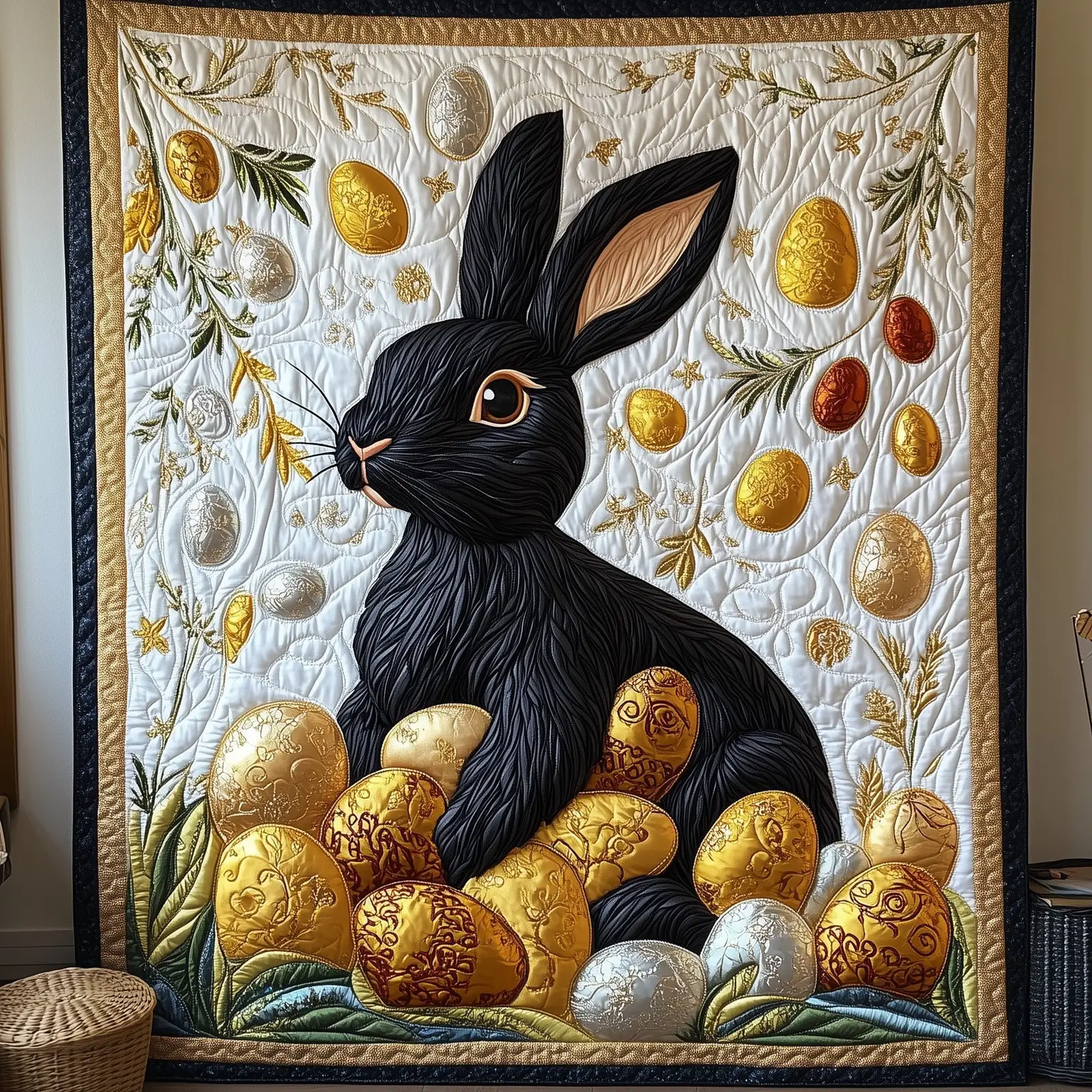 Hopping Into Easter Quilted Blanket Holiday Bedroom Decoration Unique Gifts Ideas For Her