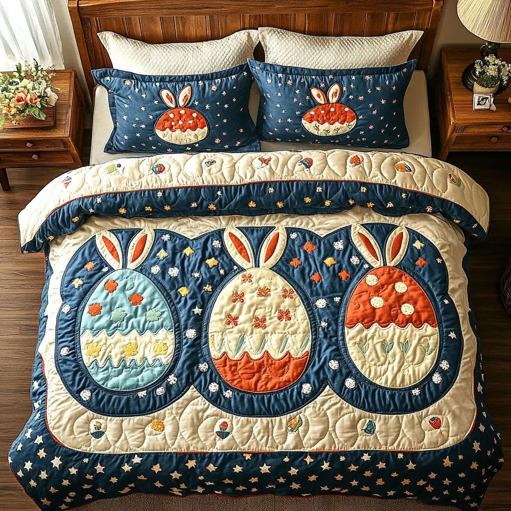 Hoppy Easter Garden Quilted Bedding Set Autumn Inspired Bedroom Funny Rabbit Gifts