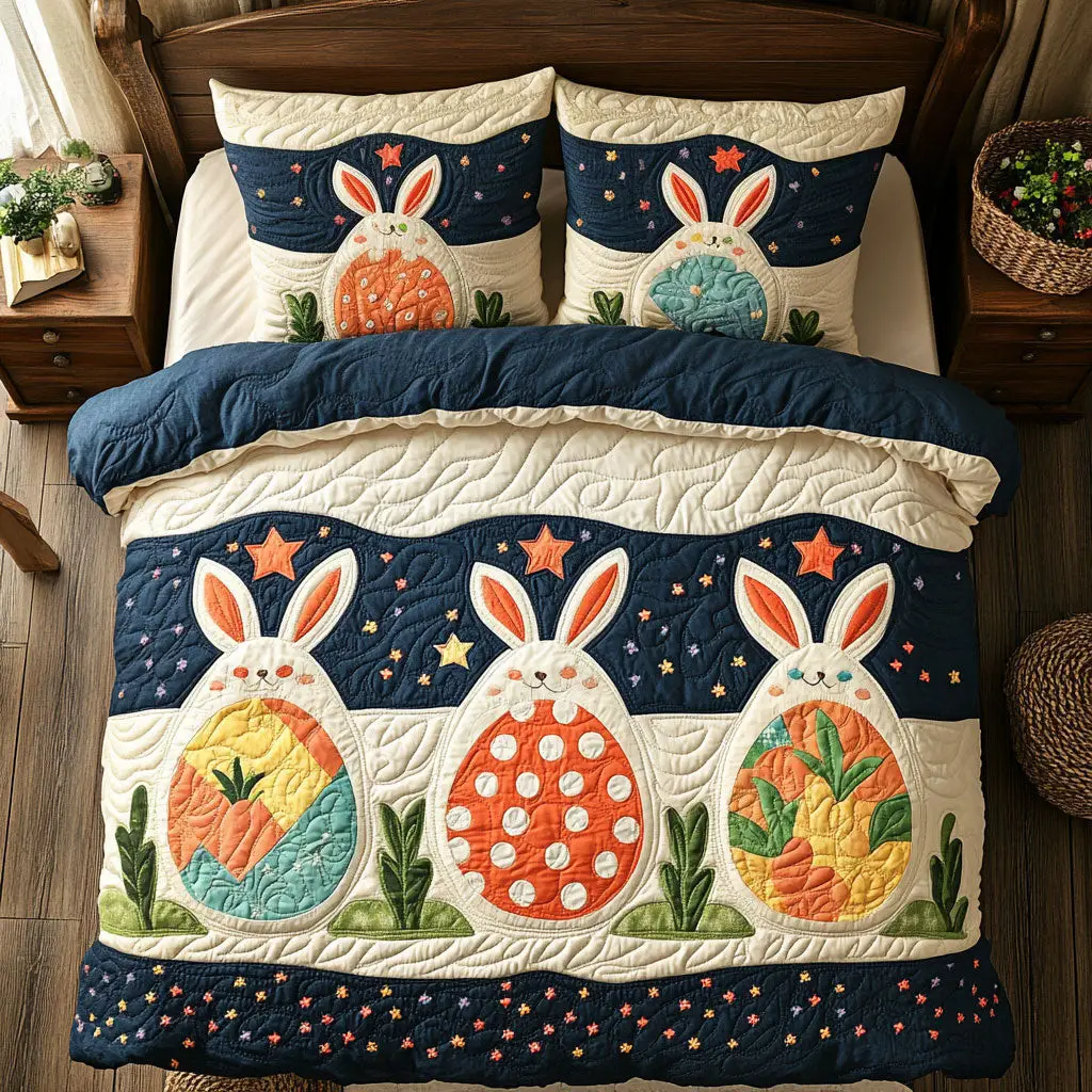 Hoppy Easter Garden Quilted Bedding Set Holiday Bedroom Decor Presents Rabbit Themed Gifts Hoppy Easter Garden Quilted Bedding Set Holiday Bedroom Decor Presents Rabbit Themed Gifts - Image 1