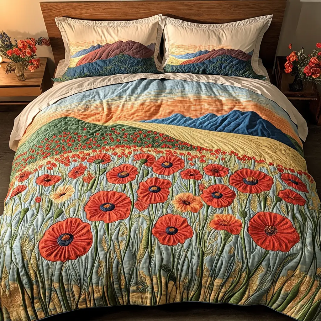 Horizon Hues Quilted Bedding Set Personalized Bedding Set Gift for Couples