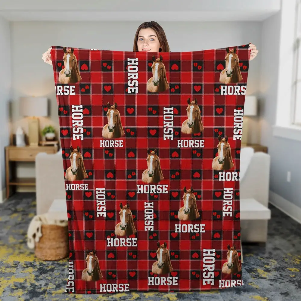 Horse Cow Pattern Hoodie Blanket Farm Blanket Gift For Farmer