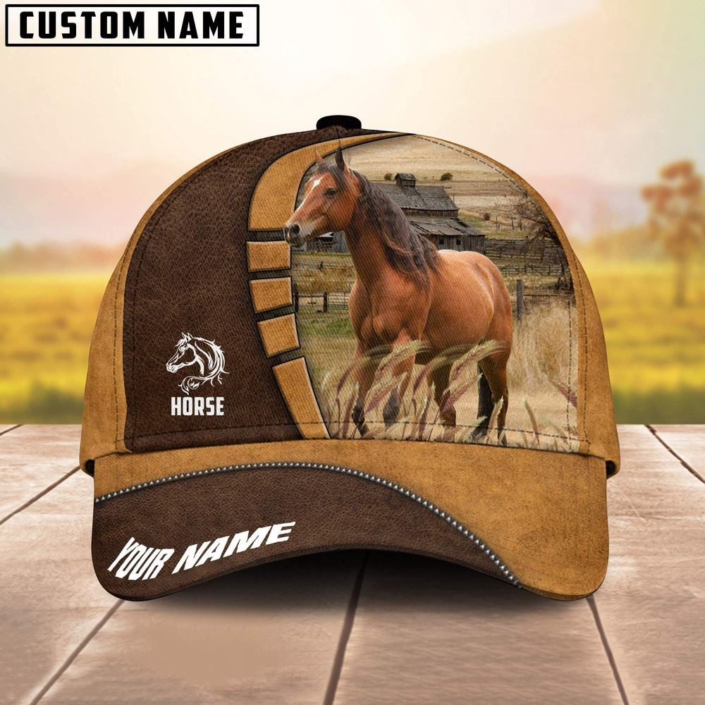 Horse Customized Name Brown 3D Cap Farm Cap Farmer Baseball Cap Gift For Farmer