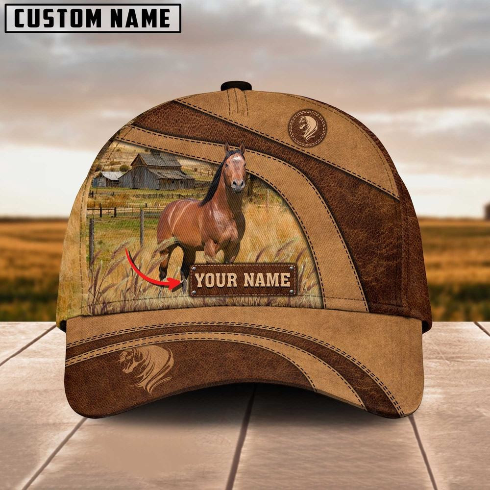 Horse Customized Name Brown Cap Farm Cap Farmer Baseball Cap Gift For Farmer