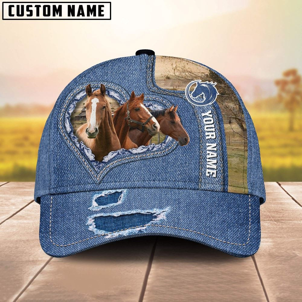 Horse Customized Name Denim Cap Farm Cap Farmer Baseball Cap Gift For Farmer
