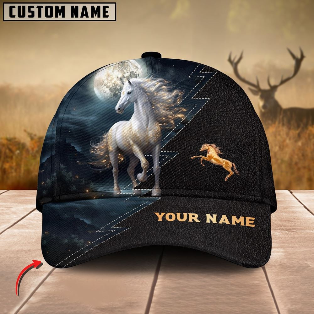 Horse Lovers Leather Pattern Customized Name Cap Farmer Baseball Cap Gift For Farmer