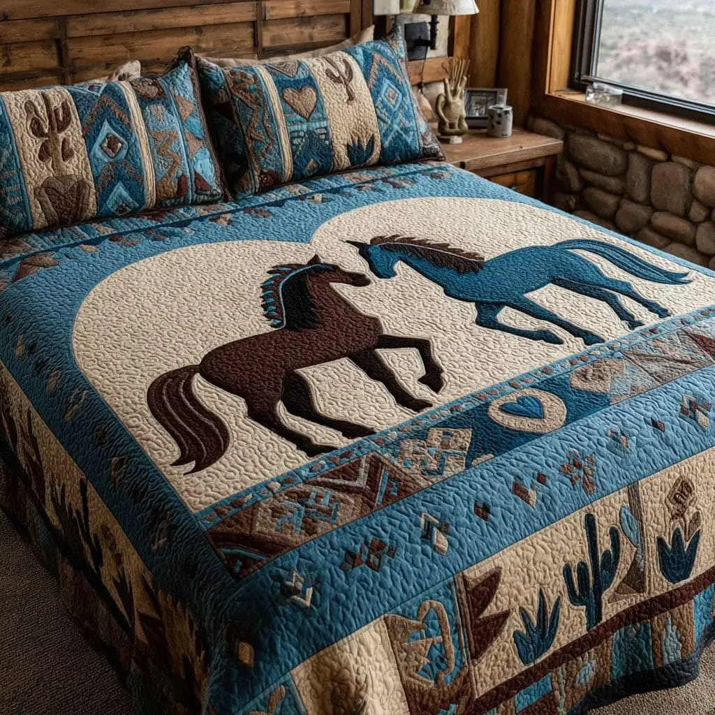 Horse Quilted Bedding Set Forever Wild Souls Duvet Cover Valentine Day Gifts To Give Him