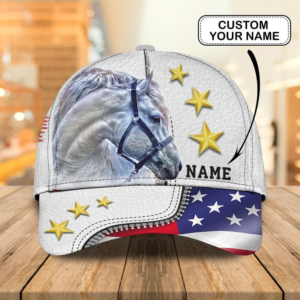 Horse With Stars American Customized Name Cap Farm Cap Farmer Baseball Cap Gift For Farmer
