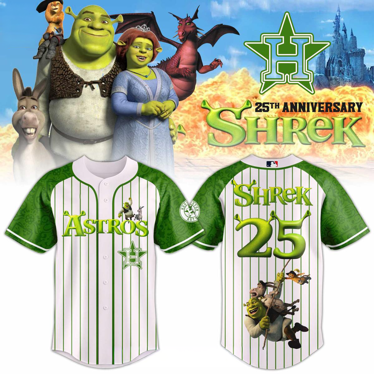 Houston Astros Celebrate Shrek 25th Anniversary Jersey 2026 Houston Astros Merch Gifts For Him