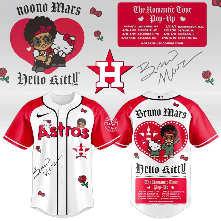 Houston Astros X Bruno X Hello Kitty 2026 Jersey The Romantic Tour 2026 Merch Ideas