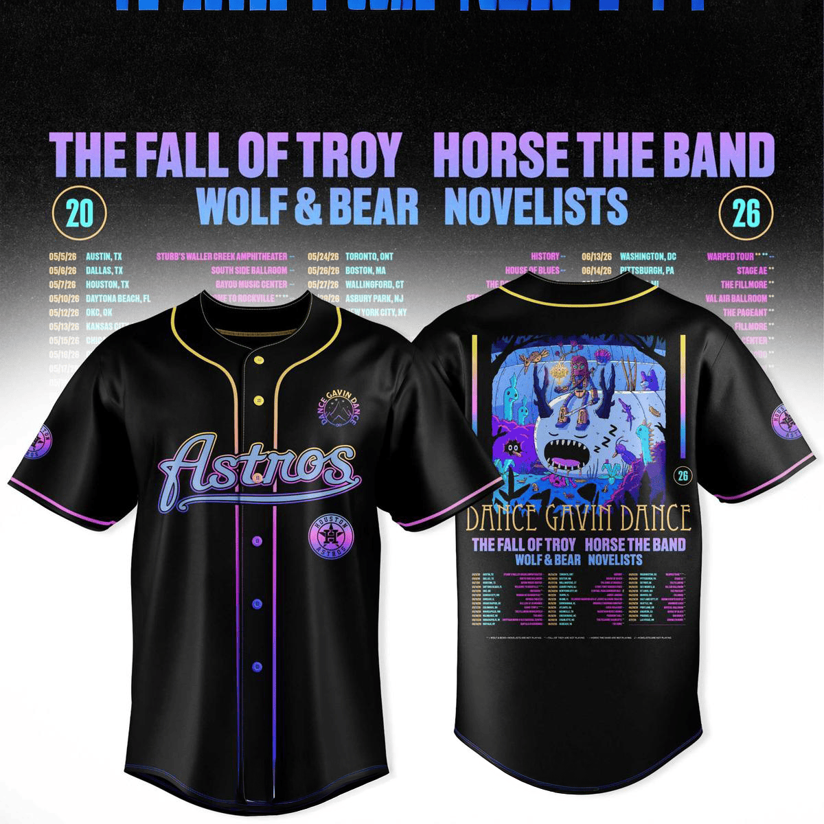 Houston Astros x Dance Gavin Dance 2026 Tour Jersey Houston Astros Merch Gifts For Boyfriend