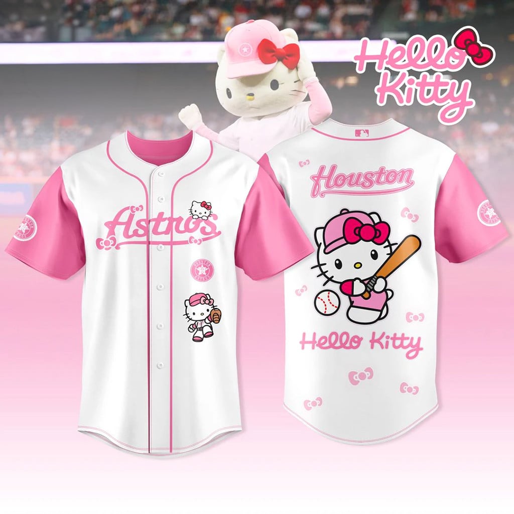 Houston Astros X Hello Kitty Pink Jersey Houston Astros Merch Gifts For Baseball Lovers