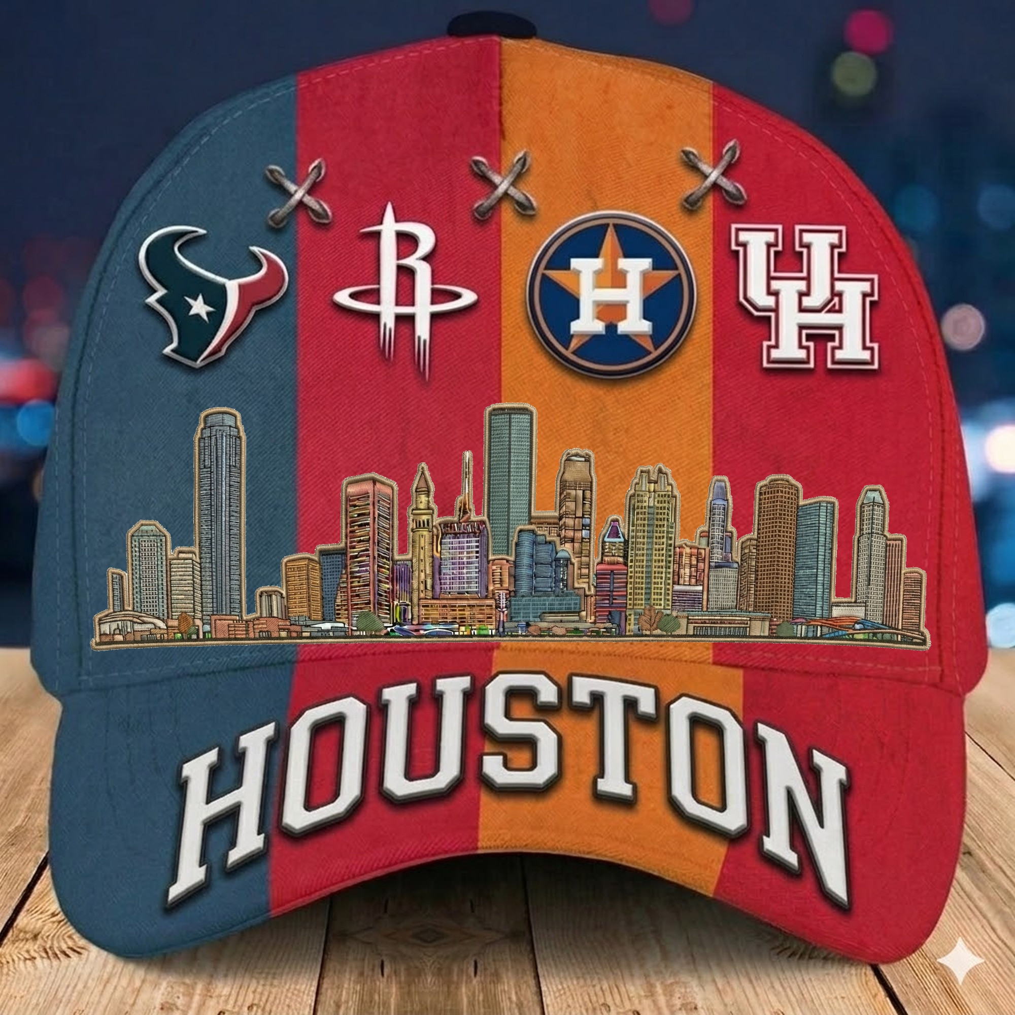Houston Texans Baseball Cap Houston Sports Teams Skyline Clothing Gift For Game Day Mom