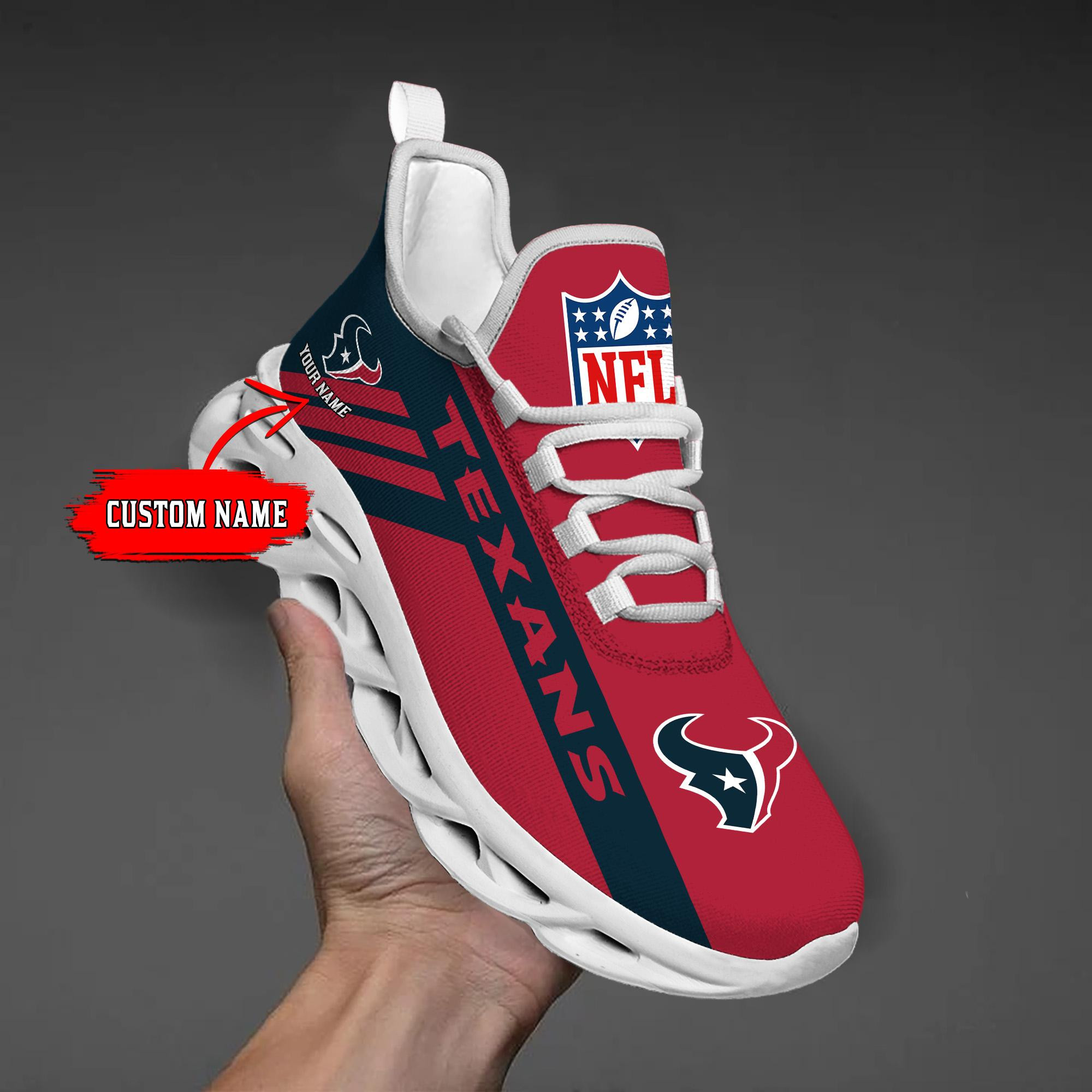 Houston Texans Black Max Soul Shoes 2026 Versions Custom Name 635