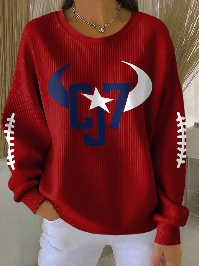 Houston Texans CJ7 Sweatshirt Women's Game Day Clothing Houston Texans Merch Football Fan Gifts