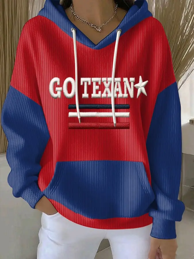 Houston Texans Hoodie Go Texan Hooded Sweatshirt Women's Game Day Merch Football Related Gifts