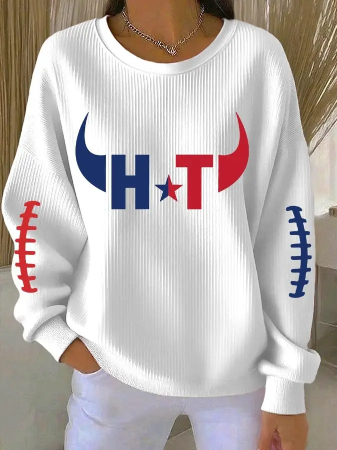 Houston Texans Sweatshirt Women's Game Day Apparel HT Football Fan Gear Gifts For Sisters