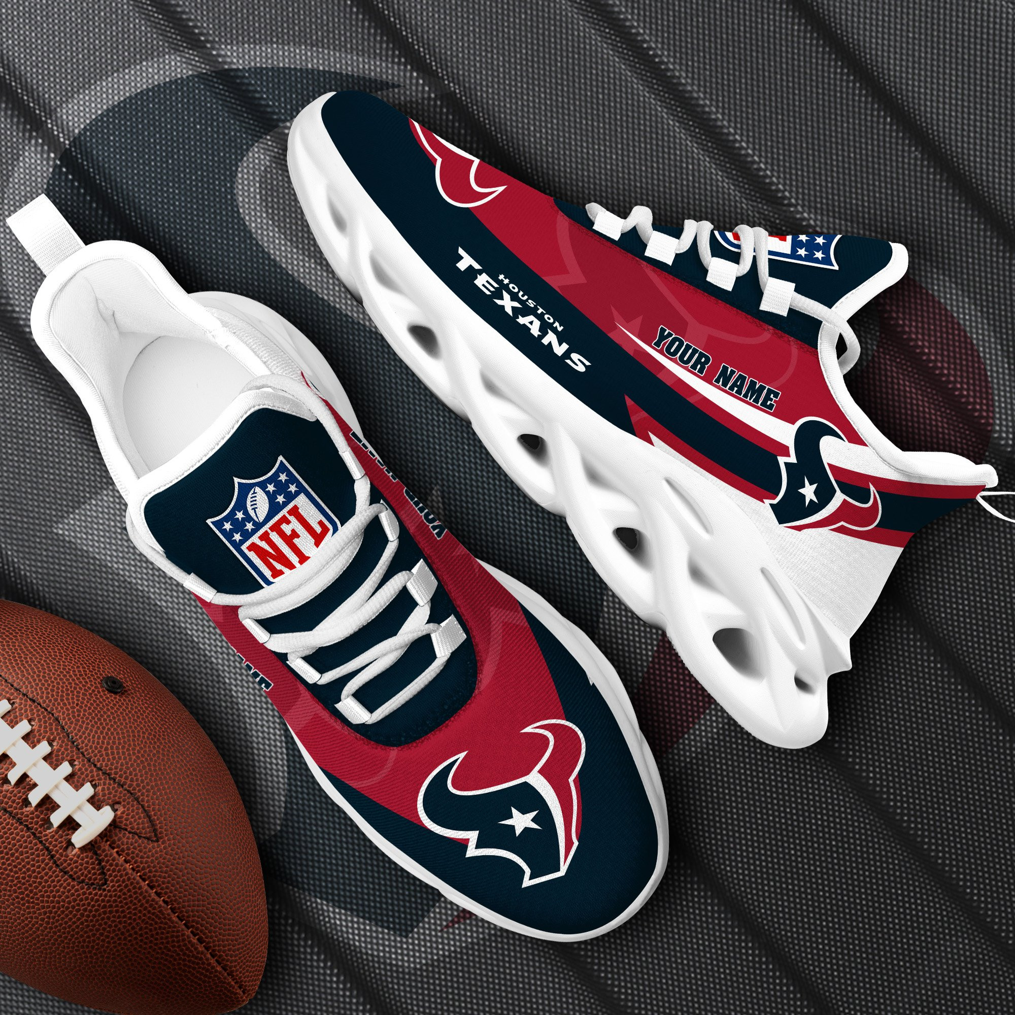 Houston Texans White Max Soul Shoes 2026 Versions Custom Your Name, Sports Gift For Fan, Sport Gifts Ph410