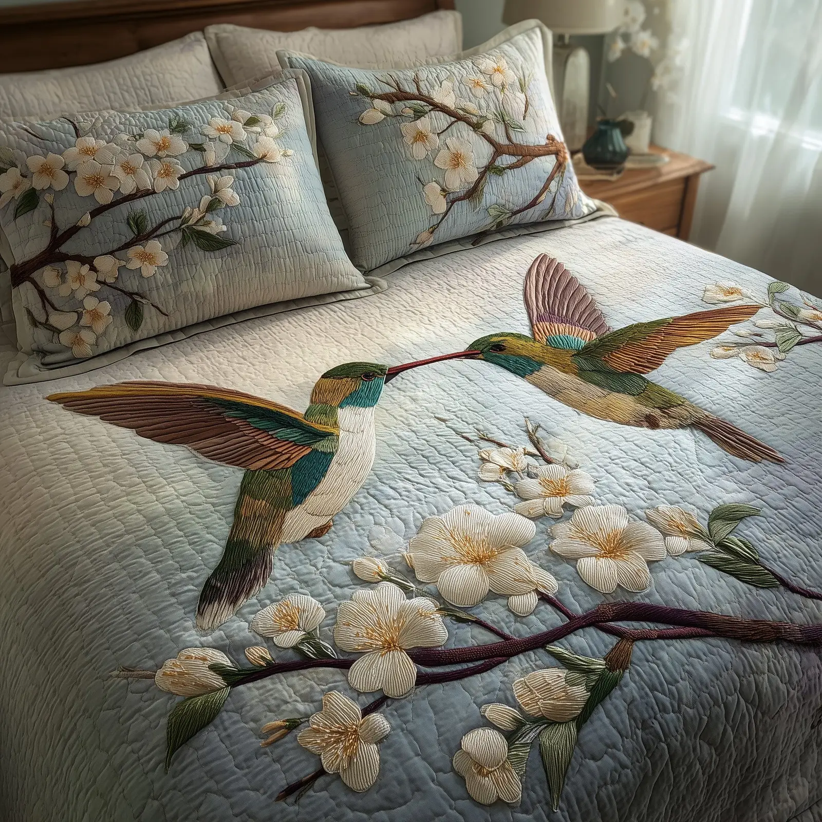 Hummingbird Heaven Quilted Bedding Set Hypoallergenic Hummingbird Heaven Quilted Bedding Set Hypoallergenic - Image 1