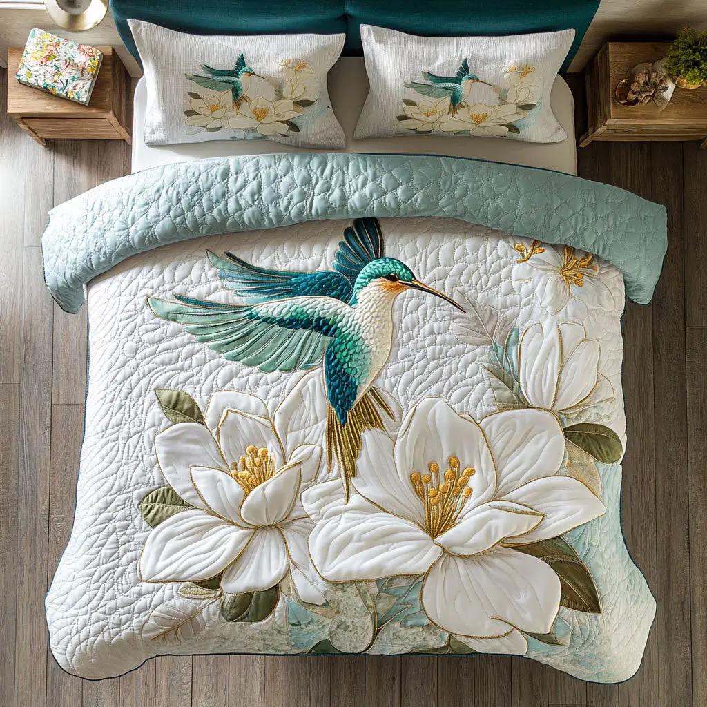 Hummingbird Magnolia Quilted Bedding Set Duvet Cover Bedspread Best Christmas Gift Ideas