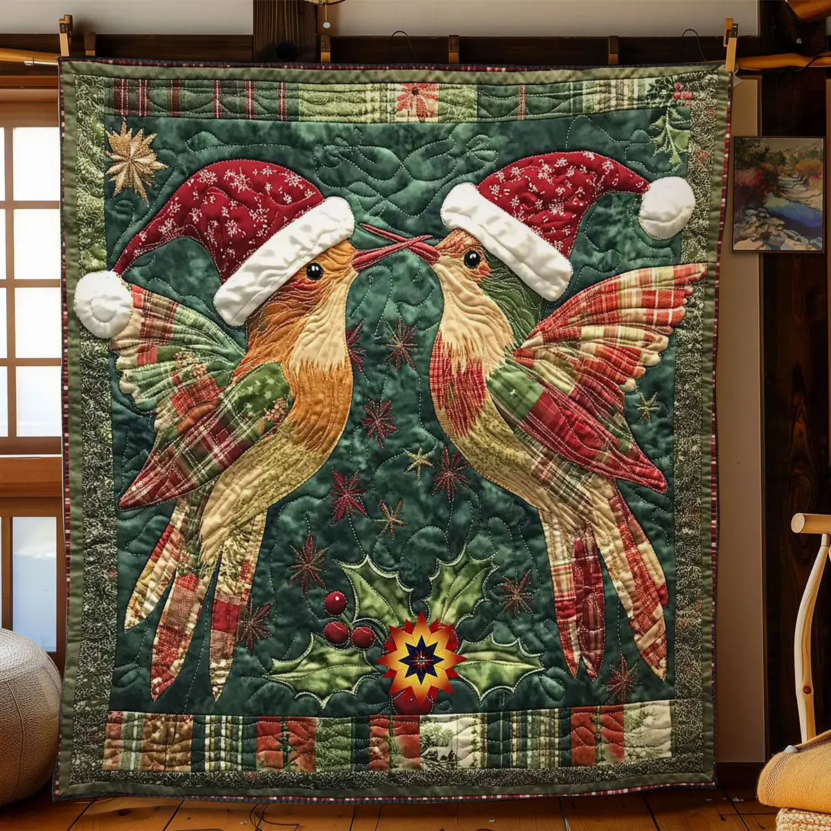 Hummingbird Noel Quilt Perfect Holiday Gift for Blanket Lovers