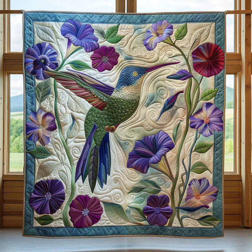Hummingbird Petal Spirit Quilt Premium Quilt Blanket to Enhance Bedroom Comfort Hummingbird Petal Spirit Quilt Premium Quilt Blanket to Enhance Bedroom Comfort - Image 1