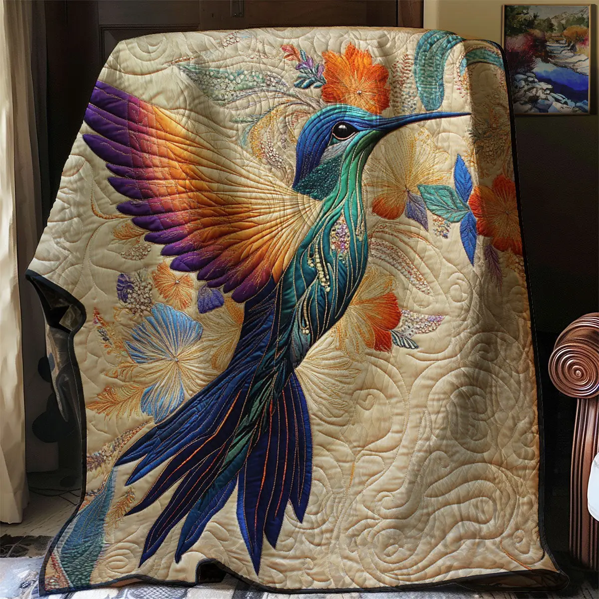 Hummingbird Quilt Blanket For Couch Mother's Day Presents For Grandma