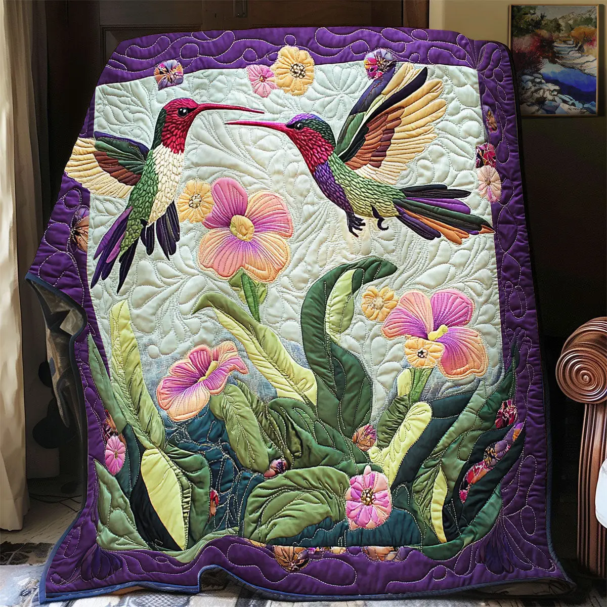 Hummingbird Quilt Blanket Patrick Day Gifts For Husband