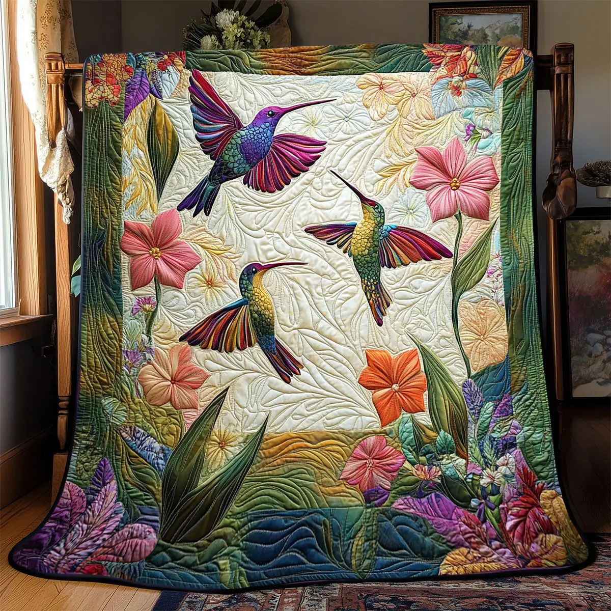 Hummingbird Quilt Blankets Couch Blanket Gifts For Father's Day From Daughter