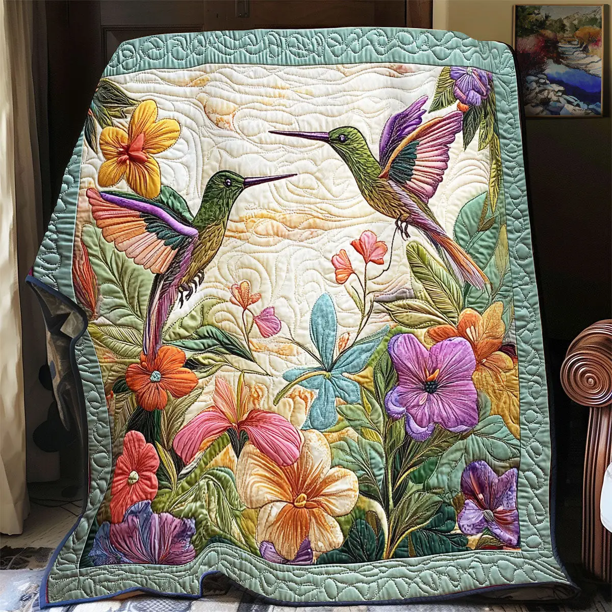 Hummingbird Quilt Blankets Couch Good Gifts For Dads 50Th Birthday
