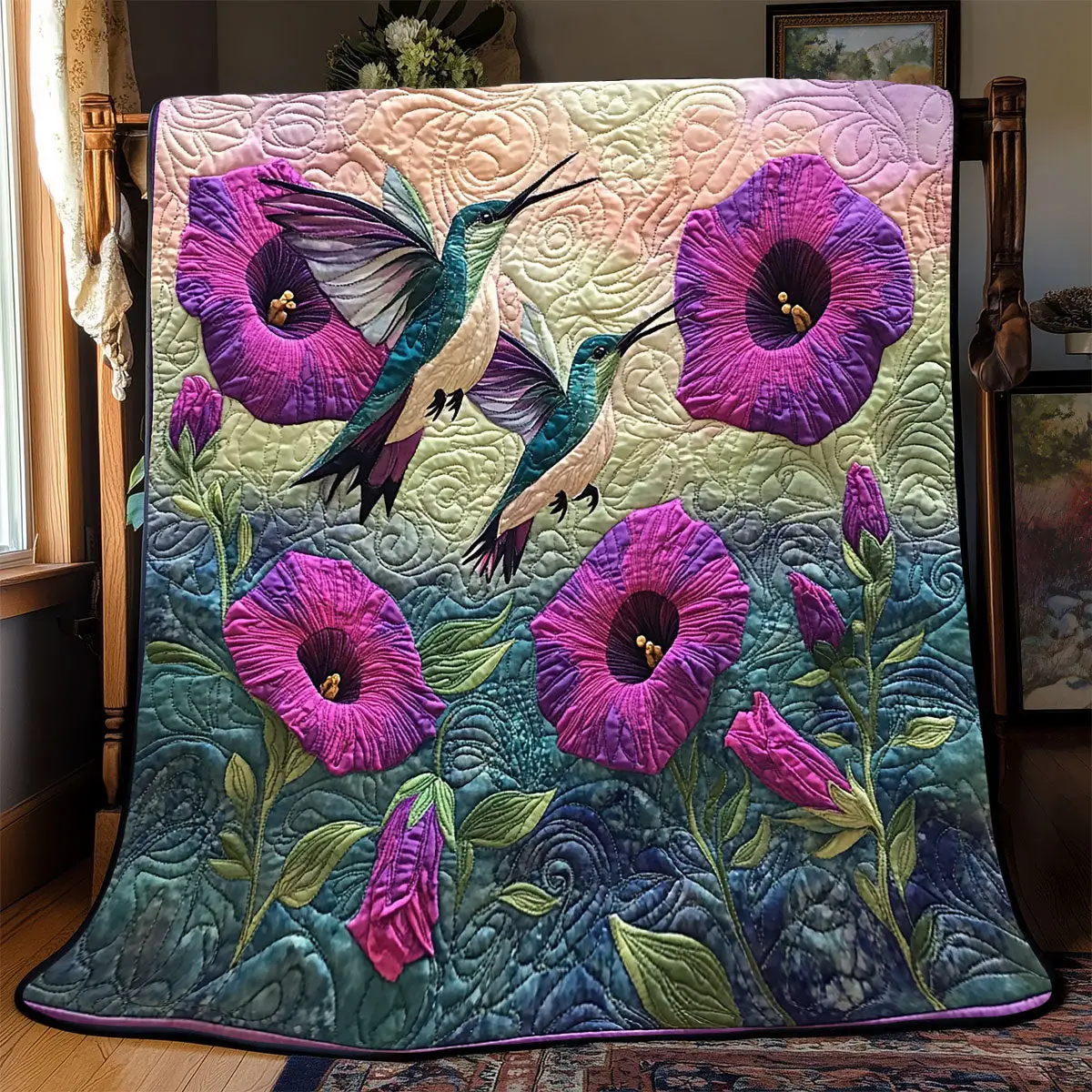 Hummingbird Quilt Luxury Throw Blankets Retirement Gift Ideas For Men